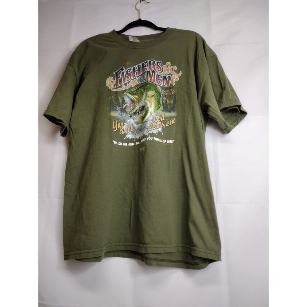 Alstyle t shirt FISHERS OF MEN 2009 XLARGE  GREEN Fishing outdoors  hiking 448